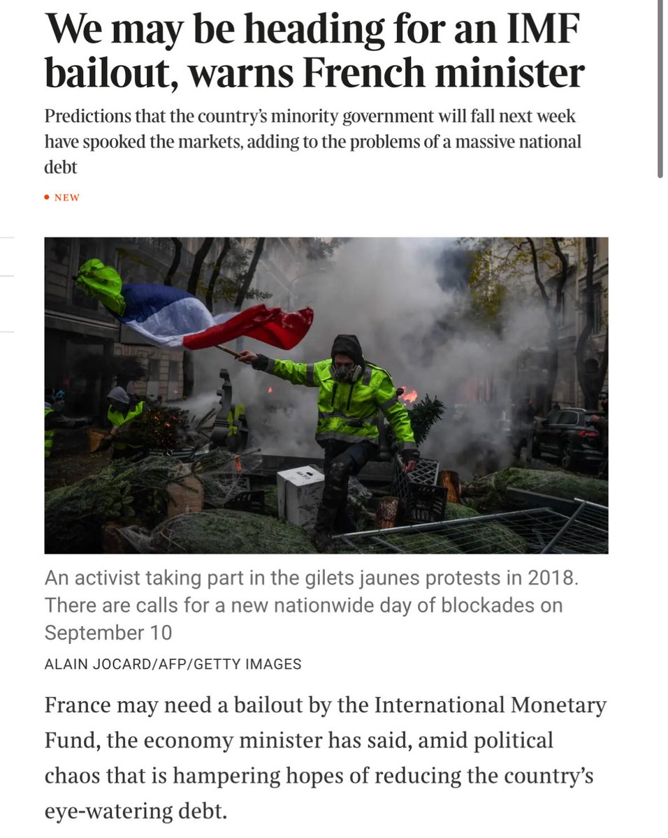 First Britain, now France is being touted as needing an IMF bailout. If you don’t realise Europe is just falling apart, you’re asleep. 🇫🇷📉