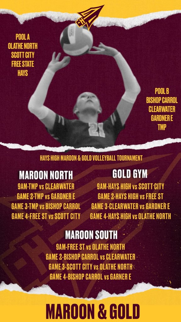 HaysHighAD's tweet image. Maroon and Gold Volleyball Tournament