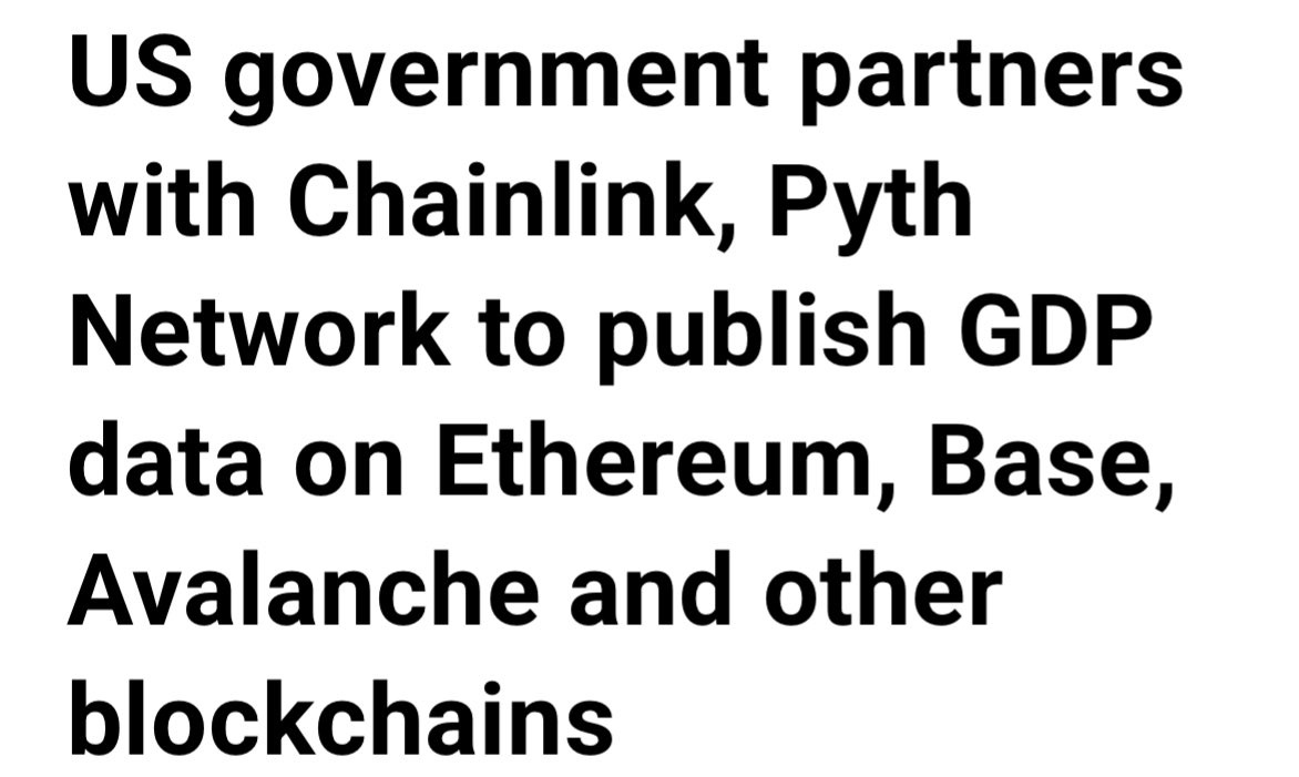 🚨 US government partners with Chainlink, Pyth Network to publish GDP data  on Ethereum, Base, Avalanche and other blockchains tldr GOVERNMENT DATA IS  ONCHAIN