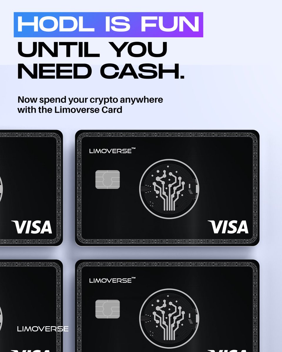 limoverseglobal's tweet photo. Ever wondered when your crypto would actually be useful in real life? 👀

With the Limoverse Card, you can pay directly without swapping or exchanging. Just like any card, but with the power of Web3 behind it.

Plus, earn $LIMO cashback on every spend!

👉🏻 https://t.co/uqgl2o9SLn https://t.co/1LSGQwfvEC