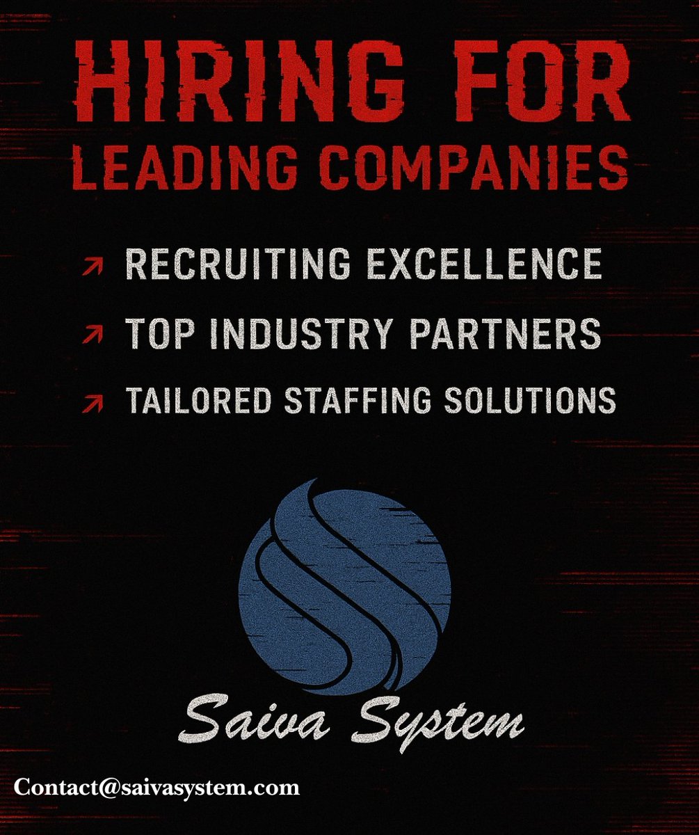 saivasystem's tweet photo. ๐ Hiring for Leading Companies โ Join Top Industry Partners with Saiva System!
#SaivaSystem #HiringNow #RecruitingExcellence #TopIndustryPartners #StaffingSolutions #CareerOpportunities #JobSearch #NowHiring #WorkWithTheBest #TailoredStaffing https://t.co/9DOJPDHxKM