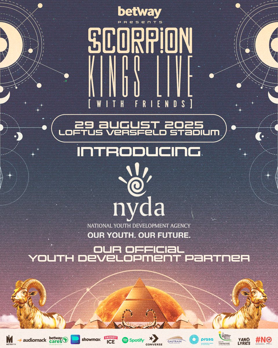 24hrs to the show and we are joined by the National Youth Development Agency NYDA <a href="/NYDARSA/">NYDARSA</a> for further uplifting the youth of South Africa within the creative arts &amp; entertainment🇿🇦

Get your tickets <a href="/webtickets/">webtickets</a> or Pick N Pay stores.
scorpionkingslive.lnk.to/Tickets