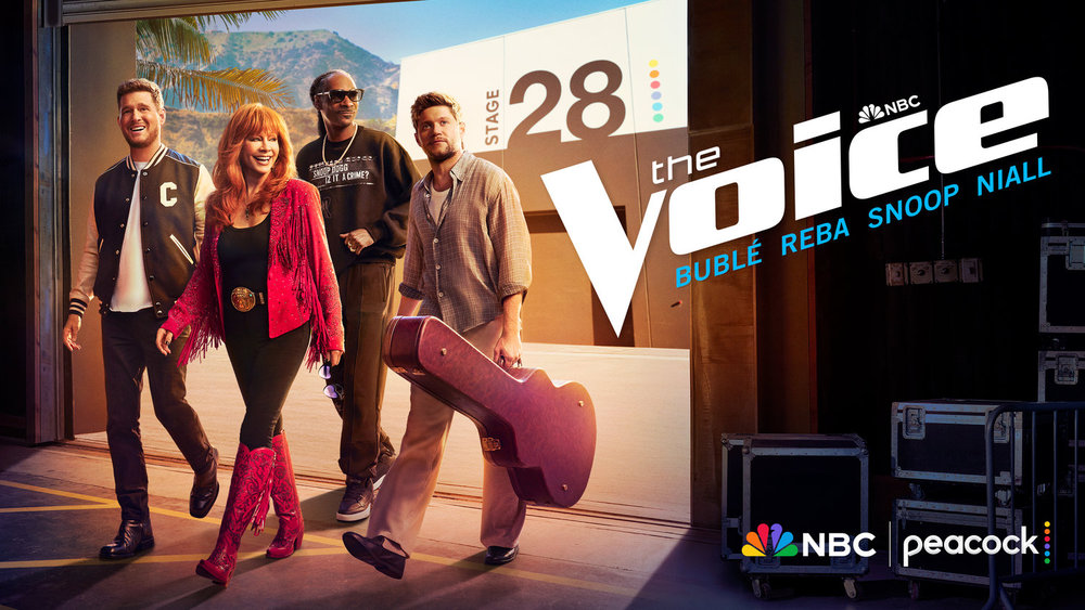 RebaCountdown's tweet photo. New "The Voice" artwork and picture from the blind auditions #TheVoice #Reba #Niall #Snoop #Buble https://t.co/xkxyQALMi2