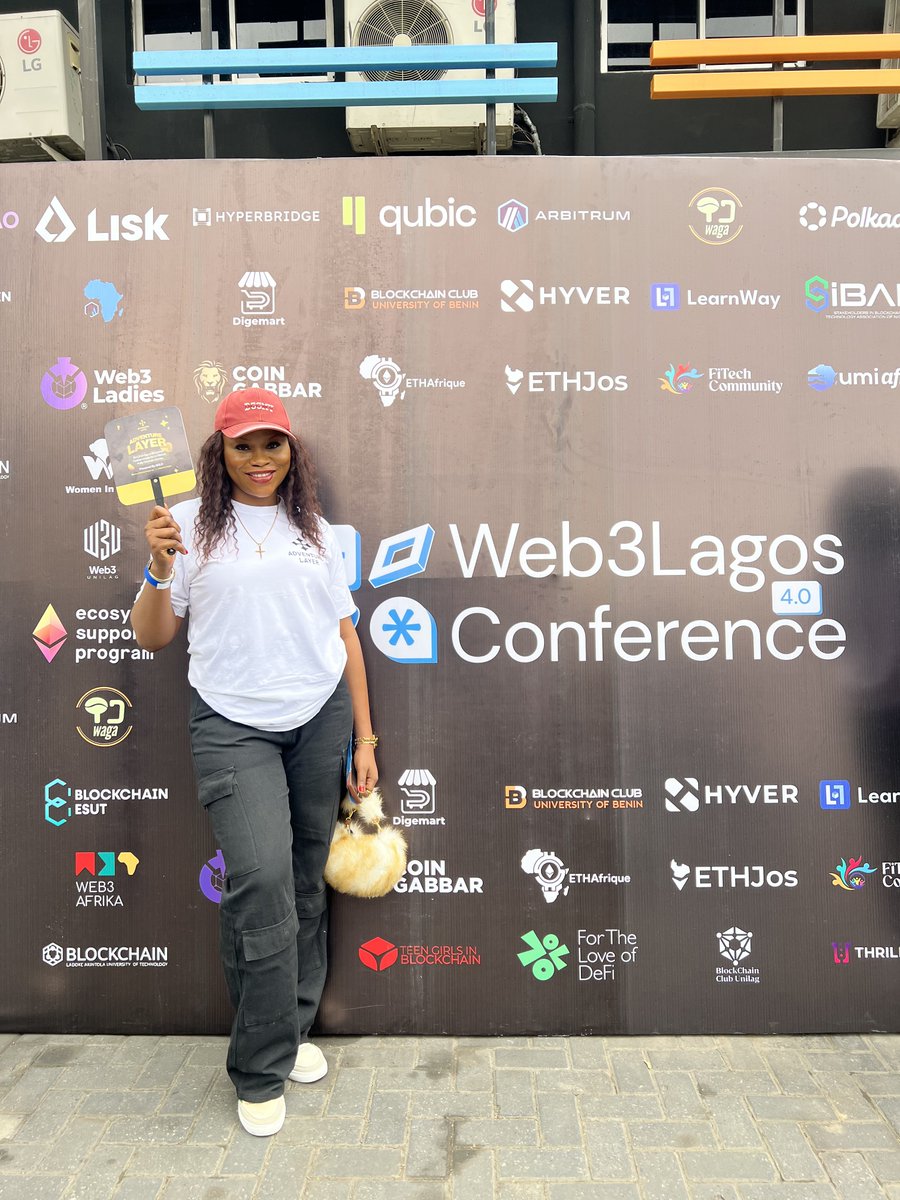 ElegantSnowWhit's tweet photo. Day 1 at @Web3LagosCon
Live with my fellow ambassadors, proudly representing @AdventureLayer
Amazing energy, great minds, it’s all about building, connecting, and pushing the future of Web3 forward.
#Web3 #AdventureLayer #Web3Lagos https://t.co/9FiB5fe8F8