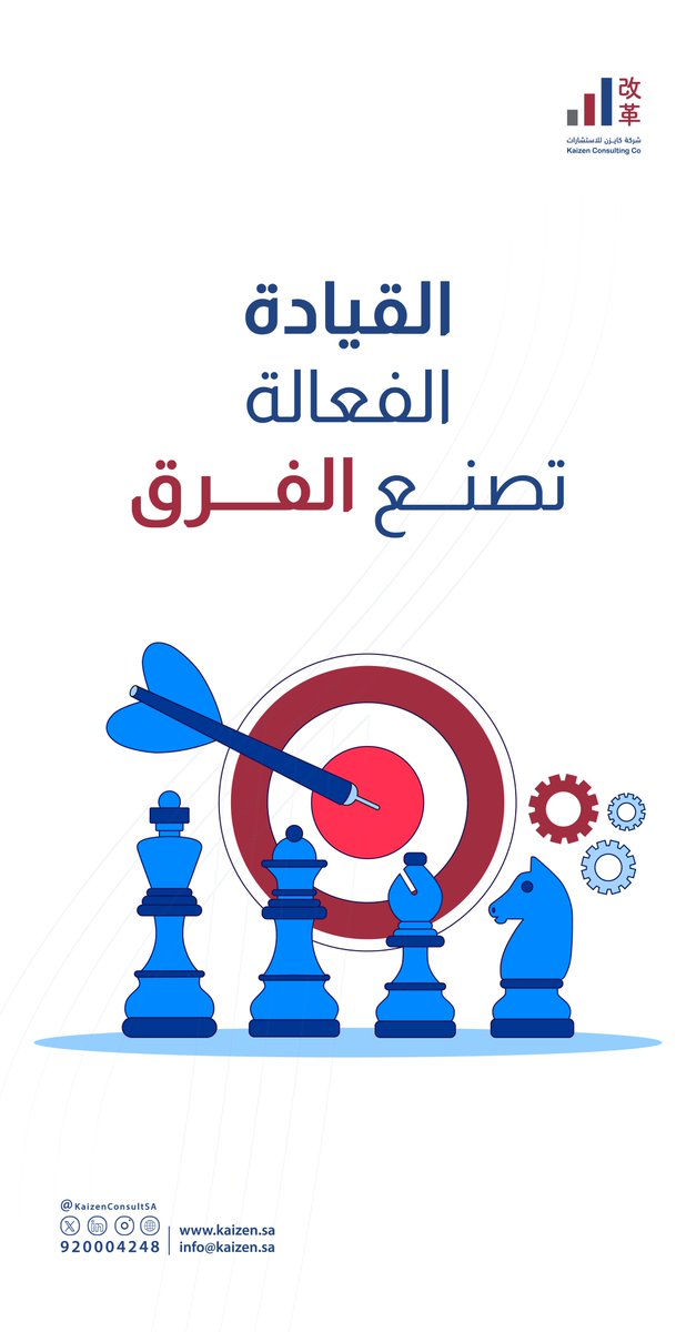 ندرب القادة على تبني استراتيجيات تدفع مؤسساتهم نحو النجاح.

We train leaders to adopt strategies that drive their organizations toward success

#كايزن_للاستشارات
#قيادة_التميز