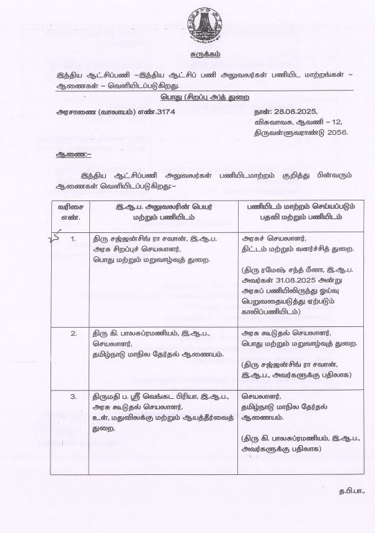 sunnewstamil's tweet photo. #JustNow | தமிழ்நாட்டில் 7 ஐ.ஏ.எஸ் அதிகாரிகள் பணியிட மாற்றம் - தமிழ்நாடு அரசு உத்தரவு! 

#SunNews | #IASOfficersTransferred https://t.co/7s9PcW1YcC