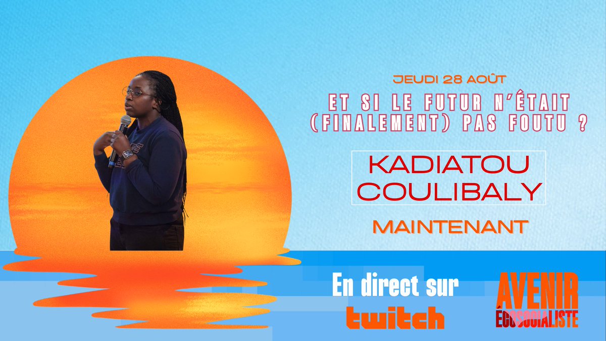 🌟  21h ! 

Venez écouter notre 5e intervenante :
<a href="/c_kadiatou/">Kadiatou Coulibaly</a> Conseillère déléguée auprès du maire du 18ᵉ, chargée de l’accès aux droits, elle partagera son rêve d’avenir enchanté en 2050 !

 Pour regarder cliquez ici twitch.tv/avenirecosocia…

 #camPuS25
<a href="/partisocialiste/">Parti socialiste</a>