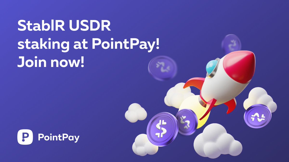 StablR USDR staking is now available on PointPay.

For the next 3 months, all PointPay users can stake USDR with a 1-month term and earn 3% APR. The minimum stake is 10 USDR.

Stake today to start earning reliable rewards - fast setup, transparent terms, and monthly cycle.

Join
