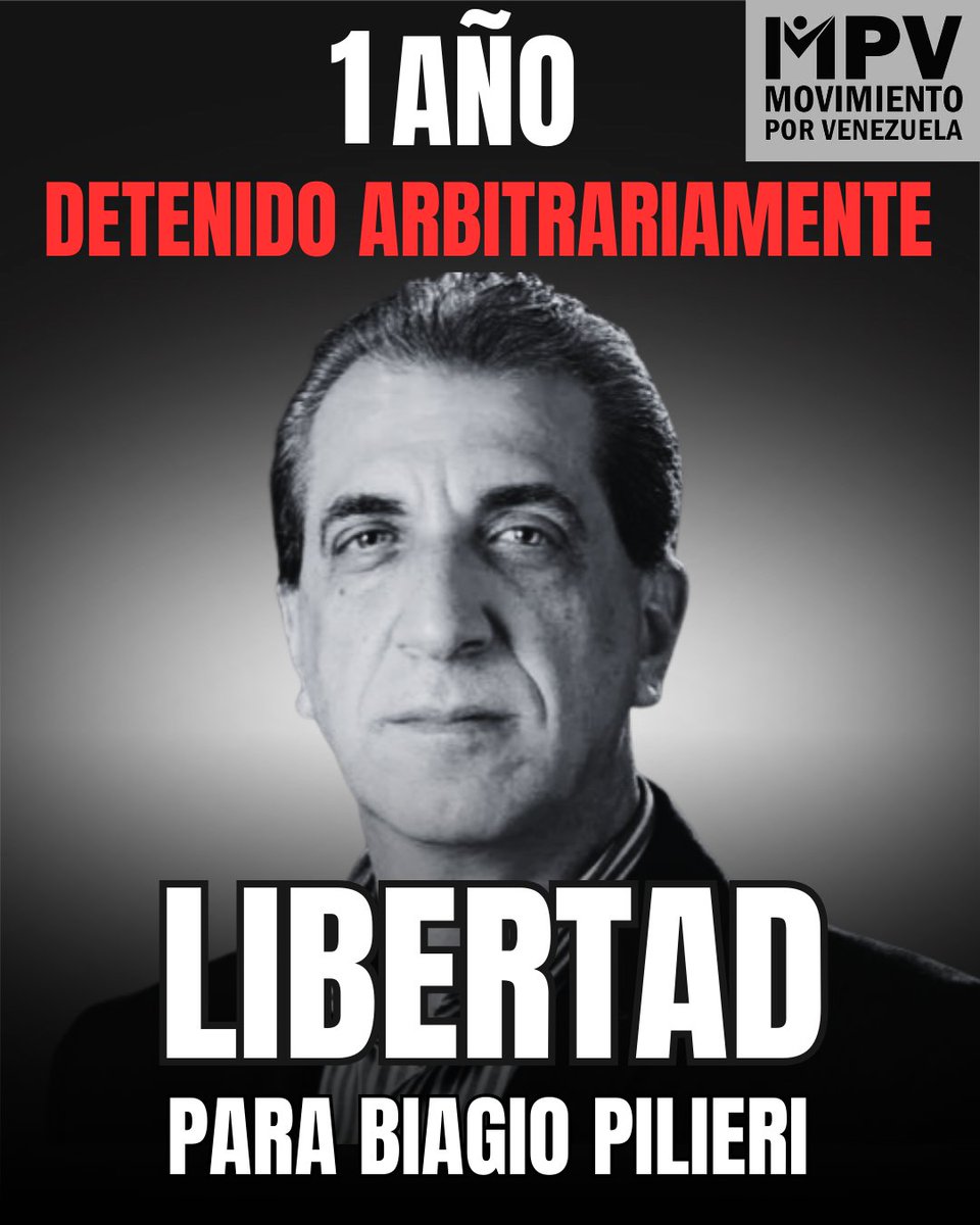 El Movimiento Por Venezuela aboga por la libertad de <a href="/BiagioPilieri/">Biagio Pilieri</a>, quien cumple un año de detención e incomunicado con sus familiares, en violación de sus derechos constitucionales. Venezuela necesita que quienes gobiernan respeten y acaten la Constitución, las leyes y los