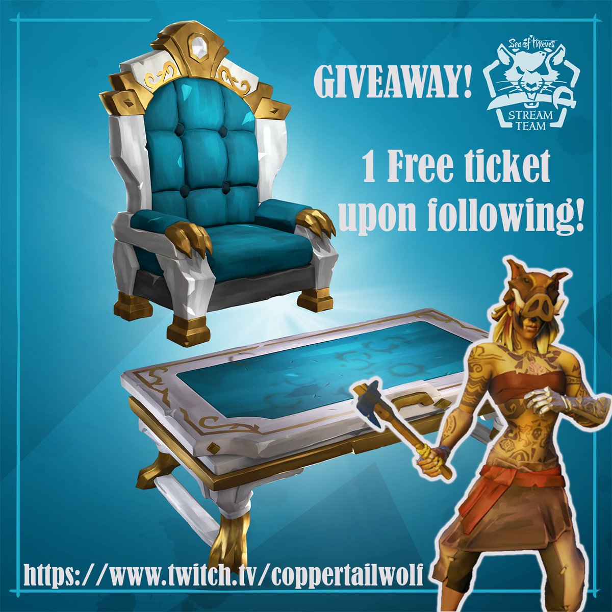 Last day before monday to get your points in! LIVE NOW: twitch.tv/coppertailwolf