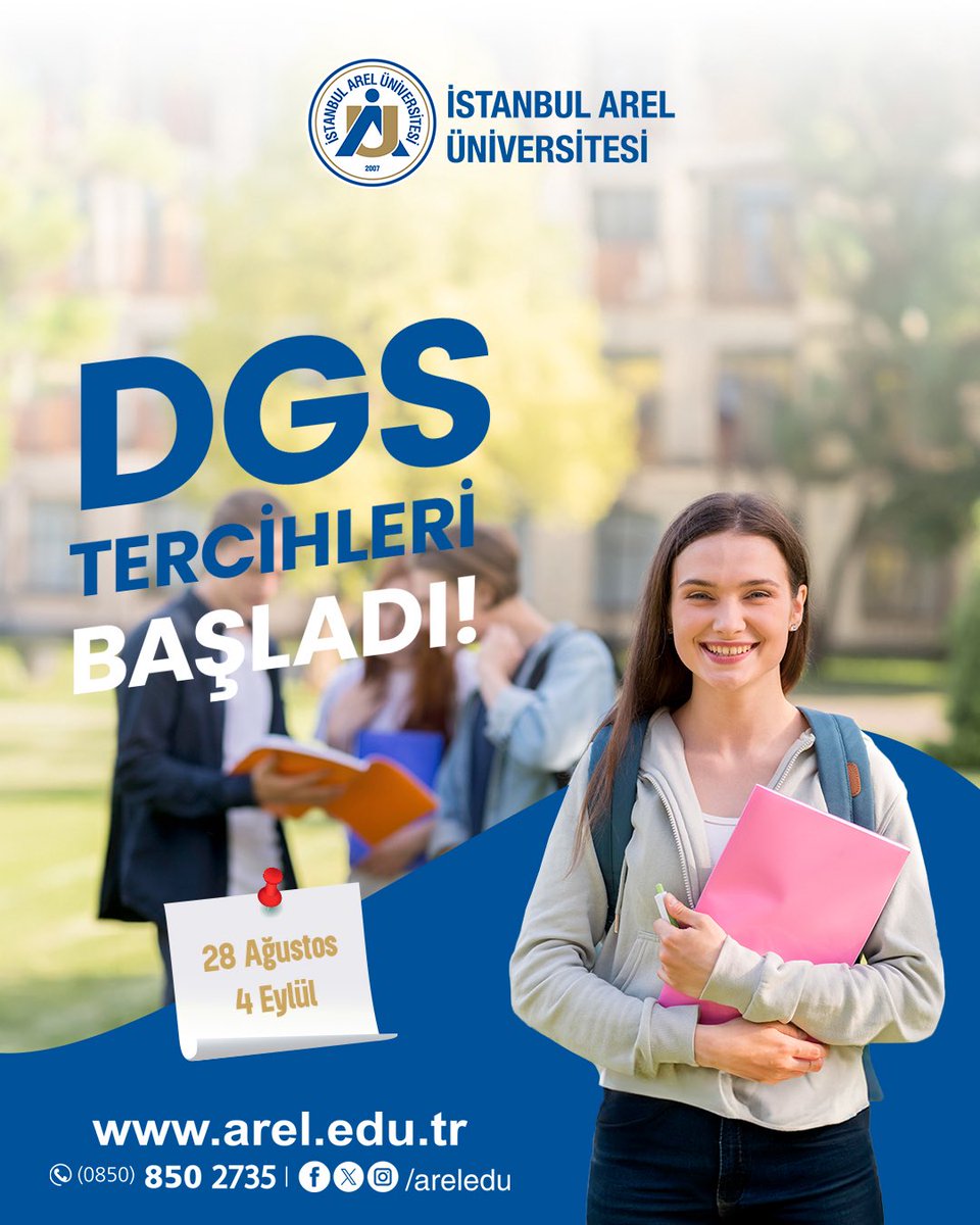 DGS tercihleri başladı! 📢
Seni de aramıza bekliyoruz.
Detaylı bilgi için: 👇
aday.arel.edu.tr/dgs/