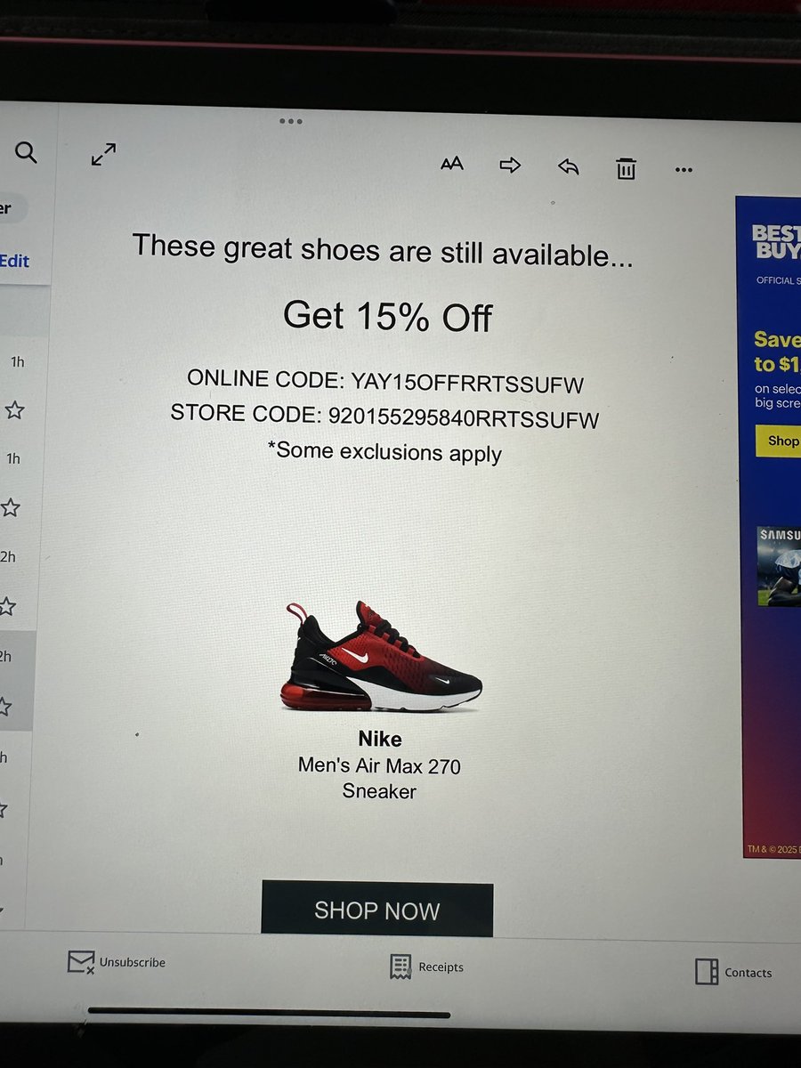 jdrewd's tweet photo. @FamousFootwear What was the purpose of sending me a discount code with a pic of these shoes that I have looked at, but the shoes aren’t eligible for the code?  Lol.  First day? https://t.co/sDvairh7ZZ