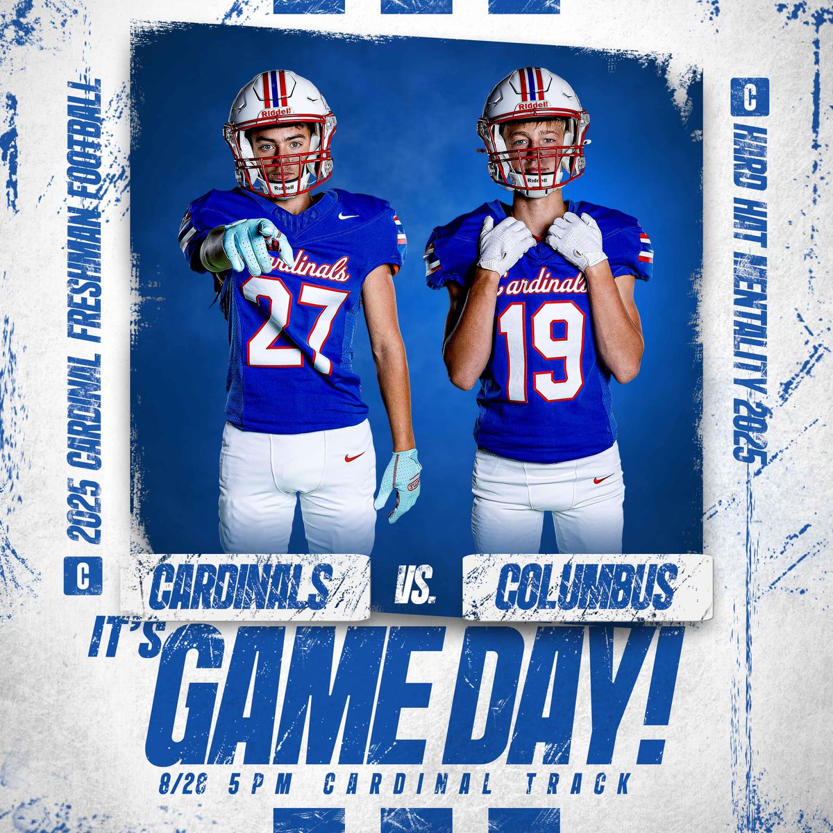 📍 First gameday at the NEW Cardinal Stadium!📍 

Freshman / Sophomore vs. Columbus HS
5 PM