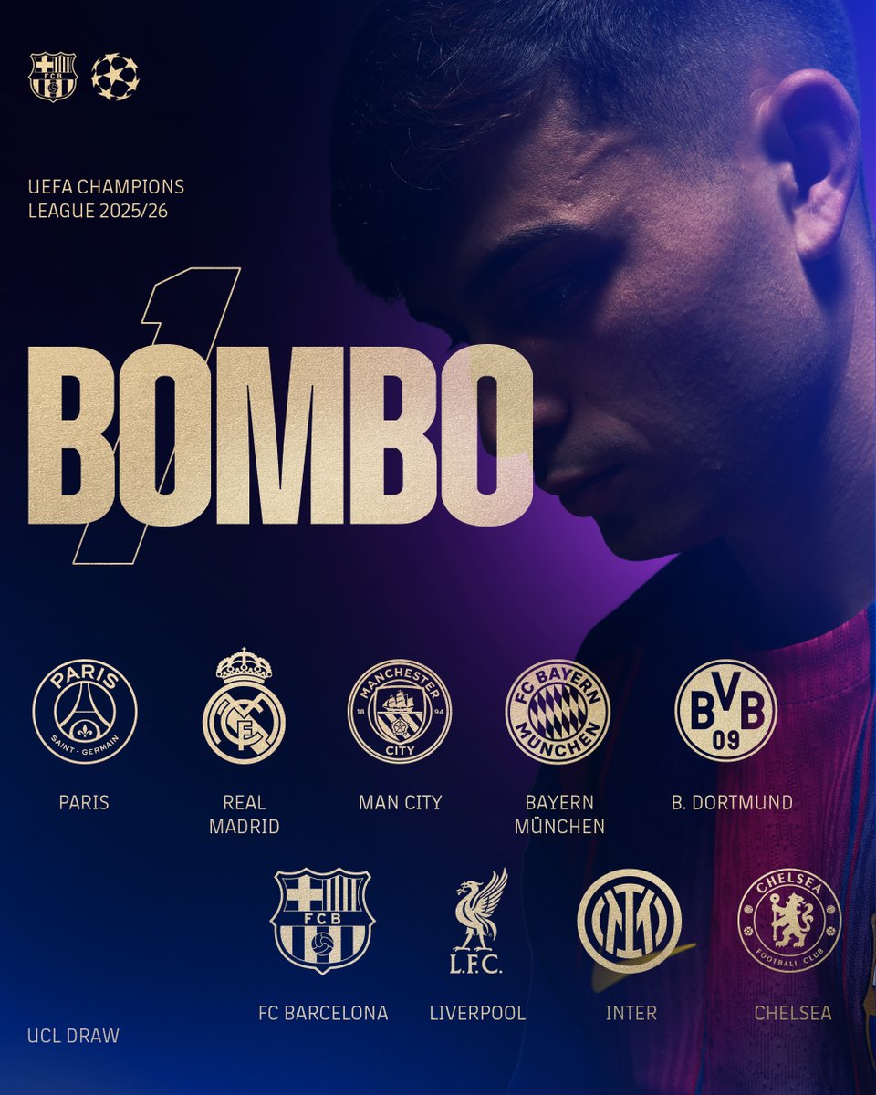 ⏳ Cuenta atrás: en 1 hora arranca el sorteo de la Champions. 
Abrimos hilo con los bombos. 🧵⬇️