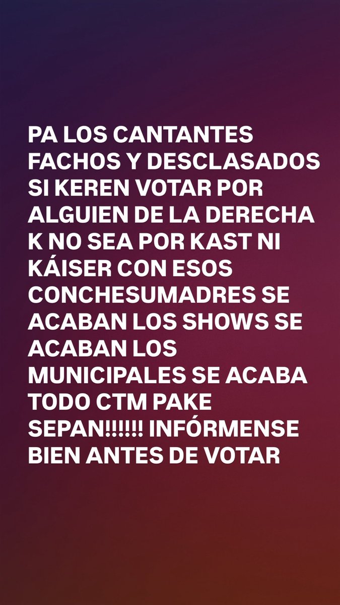 K arda Troya wuajaja…. Pero es verdad, pa todos los urbanos y respectivos equipos y la industria musical chilena PÓNGANSE VIVOS AHÍ!!!! Hasta la vieja mathei ya es peligrosa pero no tanto como esos dos enfermos!!!!