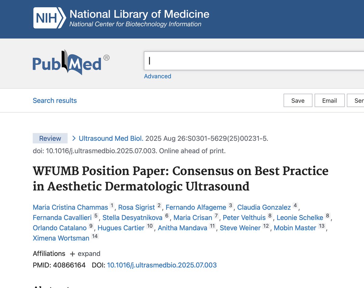 We are proud to share the WFUMB Consensus on Best Practice in Aesthetic Dermatologic Ultrasound, now available in Ultrasound in Medicine &amp; Biology.

🔹 Why is this important?
Dermatologic ultrasound has become an essential tool in aesthetics, supporting filler identification,