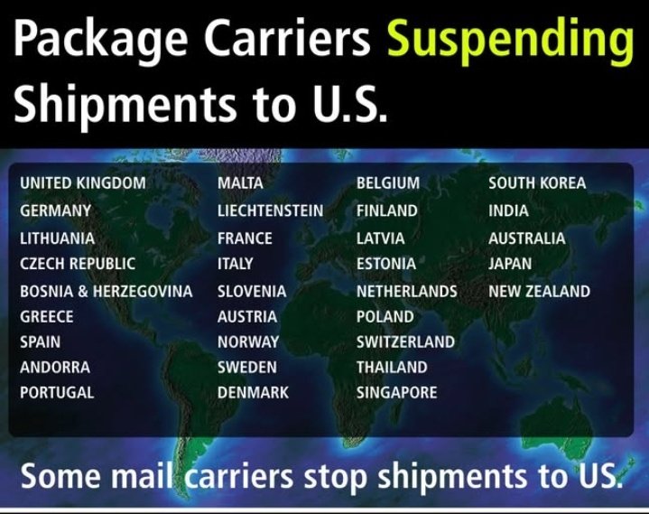 It should probably be a bigger story that most of the world has stopped shipping packages to the U.S. entirely because of Trump's tariffs.