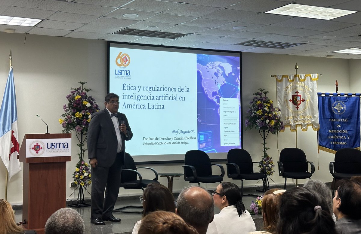 USMApanama's tweet image. Conferencia 1: Ética y regulaciones de la #IA en América Latina, por el Prof. Augusto Ho, de la Facultad de Derecho y Ciencias Políticas de #USMAPanamá
#CongresoIATodayUSMA 🤖