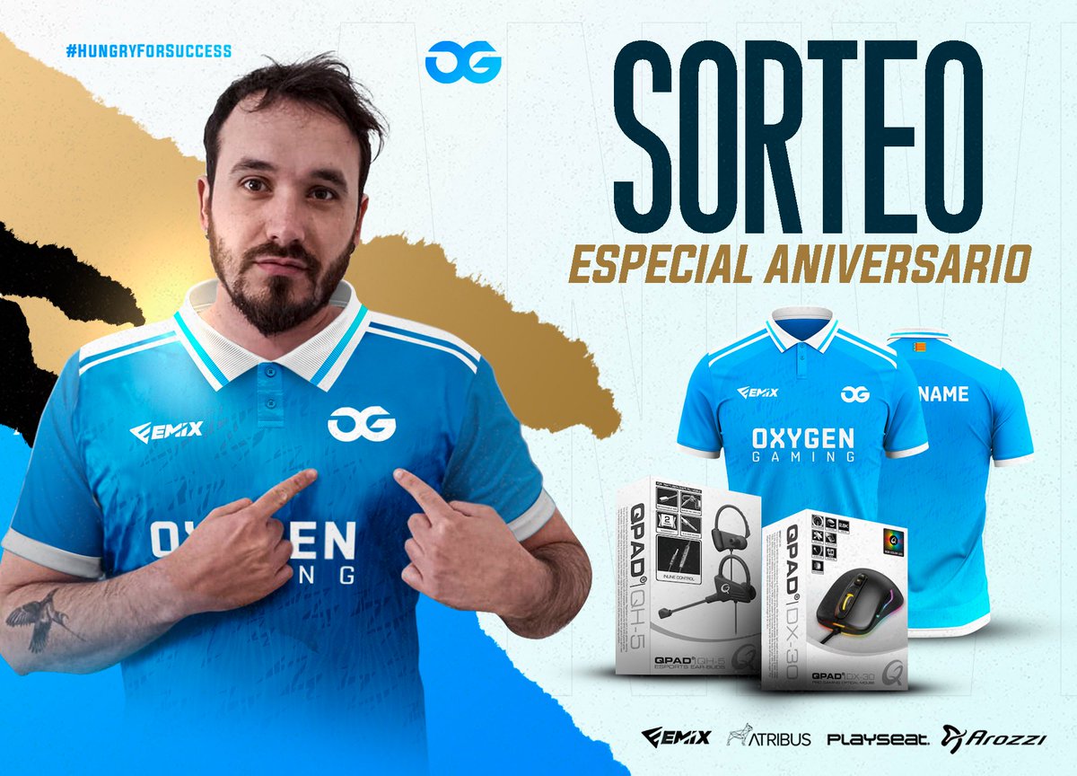 ¡Sorteo especial por el aniversario de Oxygen! 💙

👕 x1 Camiseta del club
🎧 x1 Cascos de Qpad
🖱️ x1 Ratón de Qpad

📍Requisitos:

🔄 Dar RT a la publicación
✅ Seguir a <a href="/twitchwachinani/">wachinanii</a>  y <a href="/GamingOxygen/">Oxygen Gaming</a>
📢 Mencionar a dos amigos

Válido hasta el 5 de septiembre 🍀