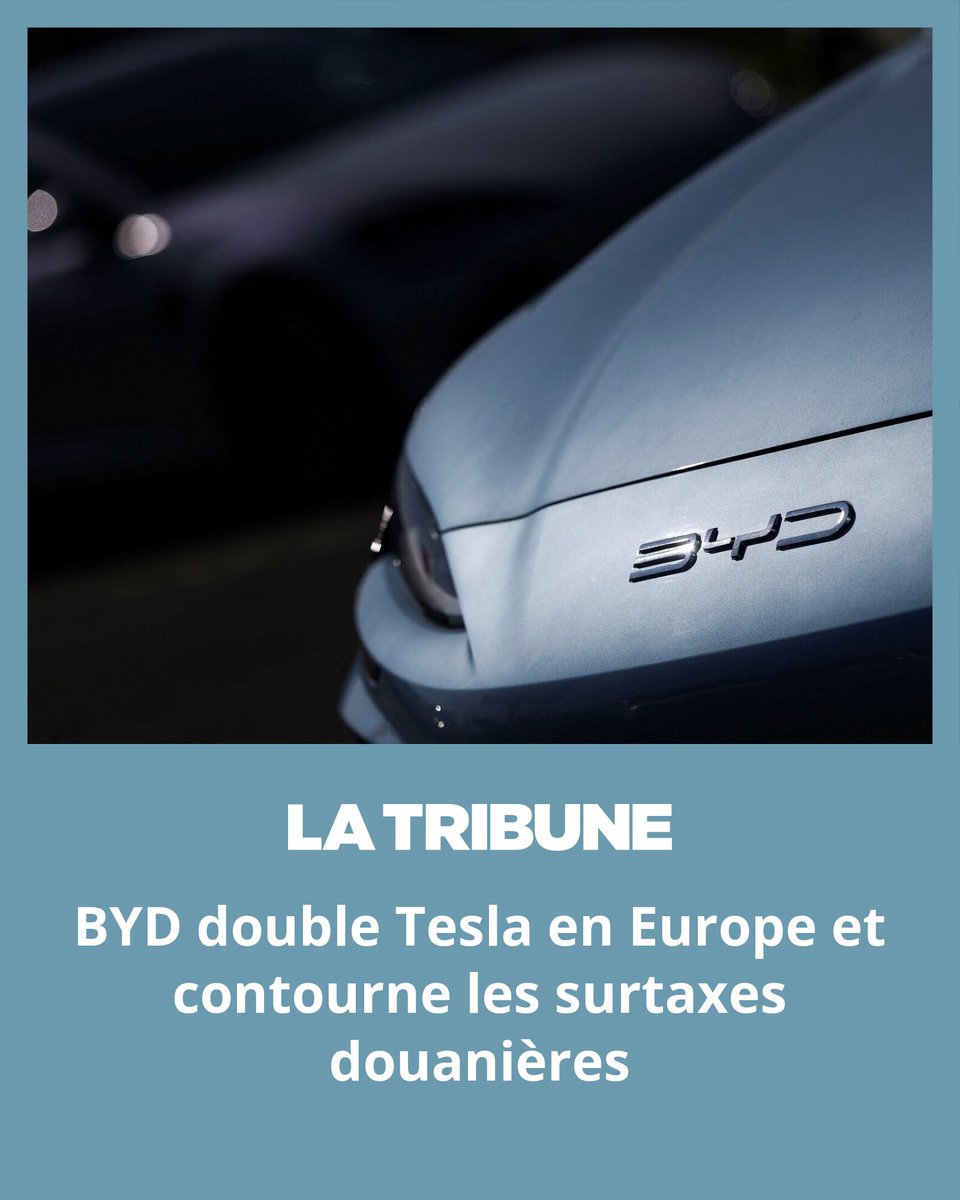 🚙 Le constructeur 🇨🇳 <a href="/BYDCompany/">BYD</a> a immatriculé davantage de voitures que son rival 🇺🇸 <a href="/Tesla/">Tesla</a> en juillet. Frappé par la hausse des droits de douane sur les électriques en 🇪🇺, BYD met l’accent sur les hybrides.

✍️ Alain-Gabriel Verdevoye

➡️ À lire ici : l.latribune.fr/L0v
