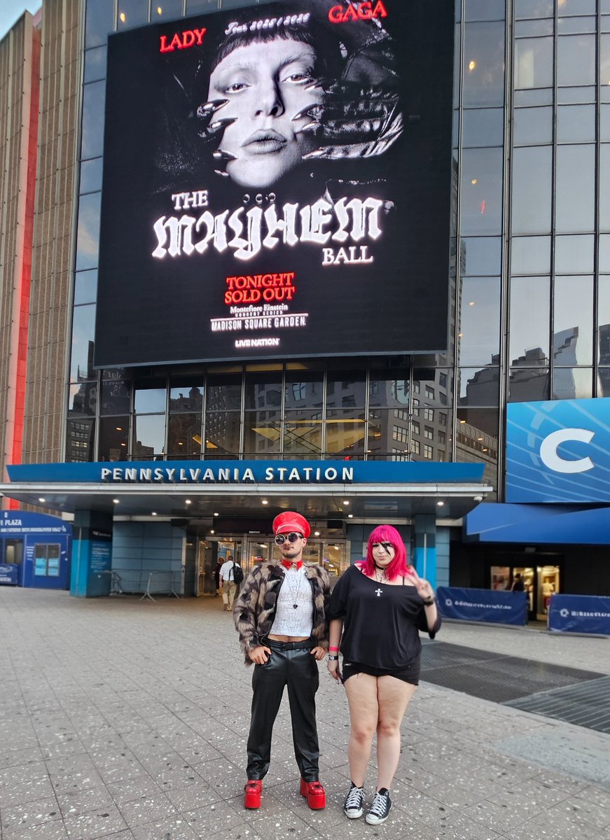 HalfFaceMike's tweet photo. I've wanted to see @ladygaga FOREVER. Since I was in high school. Never got the chance to until 8/26/25. My bf paid for me and my cousin to experience our first gaga concert together. That and my cuz convinced me to go all out so I bought my outfit in NY. I had an amazing time ❤️ https://t.co/zcToD9UZ7g