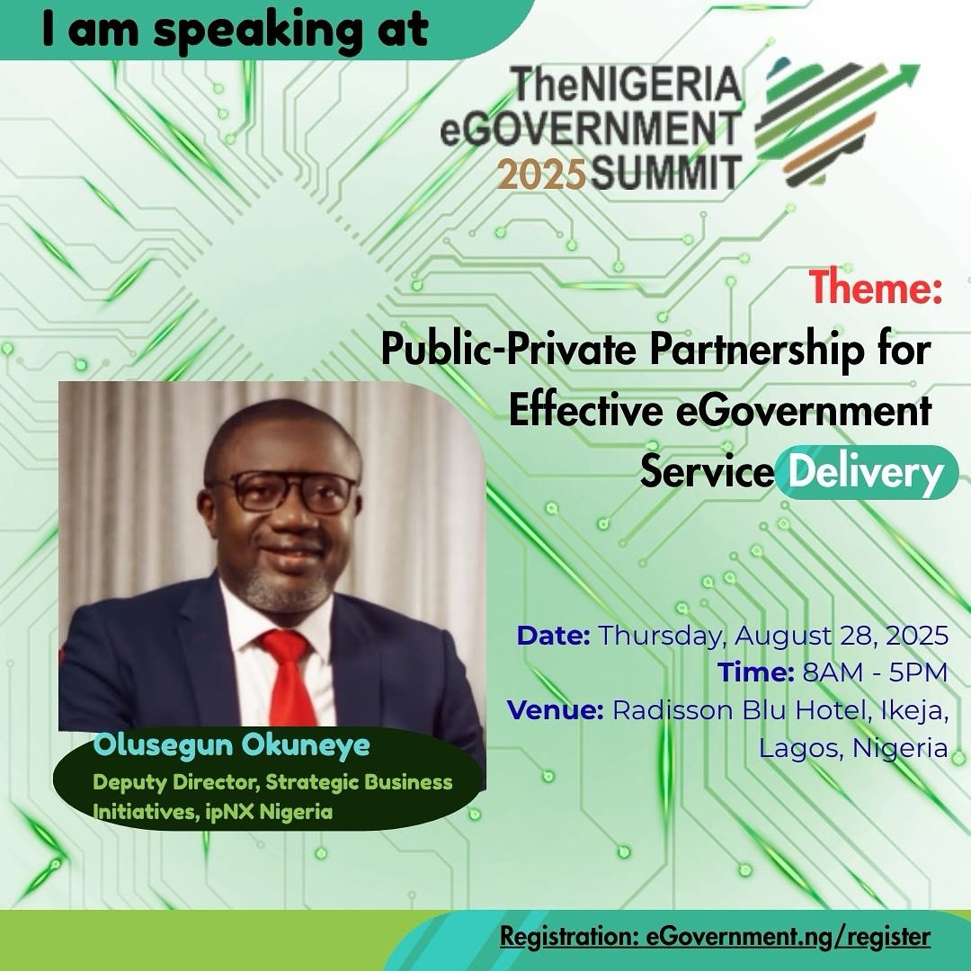 We're excited to announce that our Deputy Director of Strategic Business Initiatives, Mr. Segun Okuneye, will participate in the Nigeria eGovernment Summit this Thursday, August 28th, 2025.

Mr. Okuneye will be featured on the panel discussion titled “Digital Infrastructure,