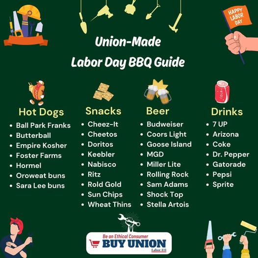 Don't forger to buy #unionmade for your celebration needs this weekend! Salute the labor movement and support good union jobs--find thousands of union products at labor411.org. #UnionStrong