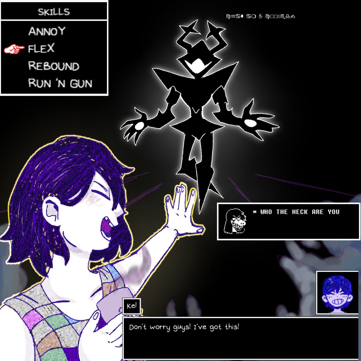 Foxy3stars's tweet image. hi im Juli and this is my very cool fanart #omori #kelomori #deltarune #RoaringKnight