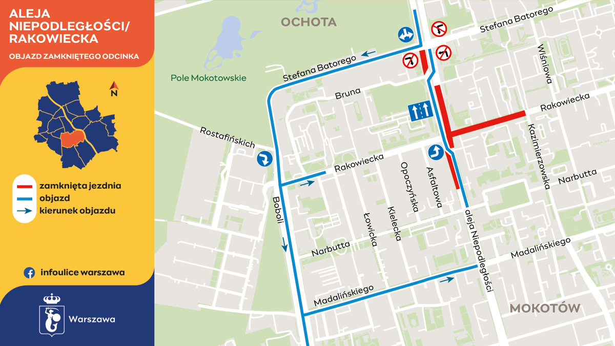 Kolejny etap prac na Mokotowie: Wracają tramwaje i zmiany w ruchu w al. Niepodległości: Od 1 września, zgodnie z zapowiadanym terminem, wracają tramwaje na al. Niepodległości, Rakowiecką i Wołoską. Możliwy będzie przejazd tramwajem ze Śródmieścia na całej trasie do pętli PKP