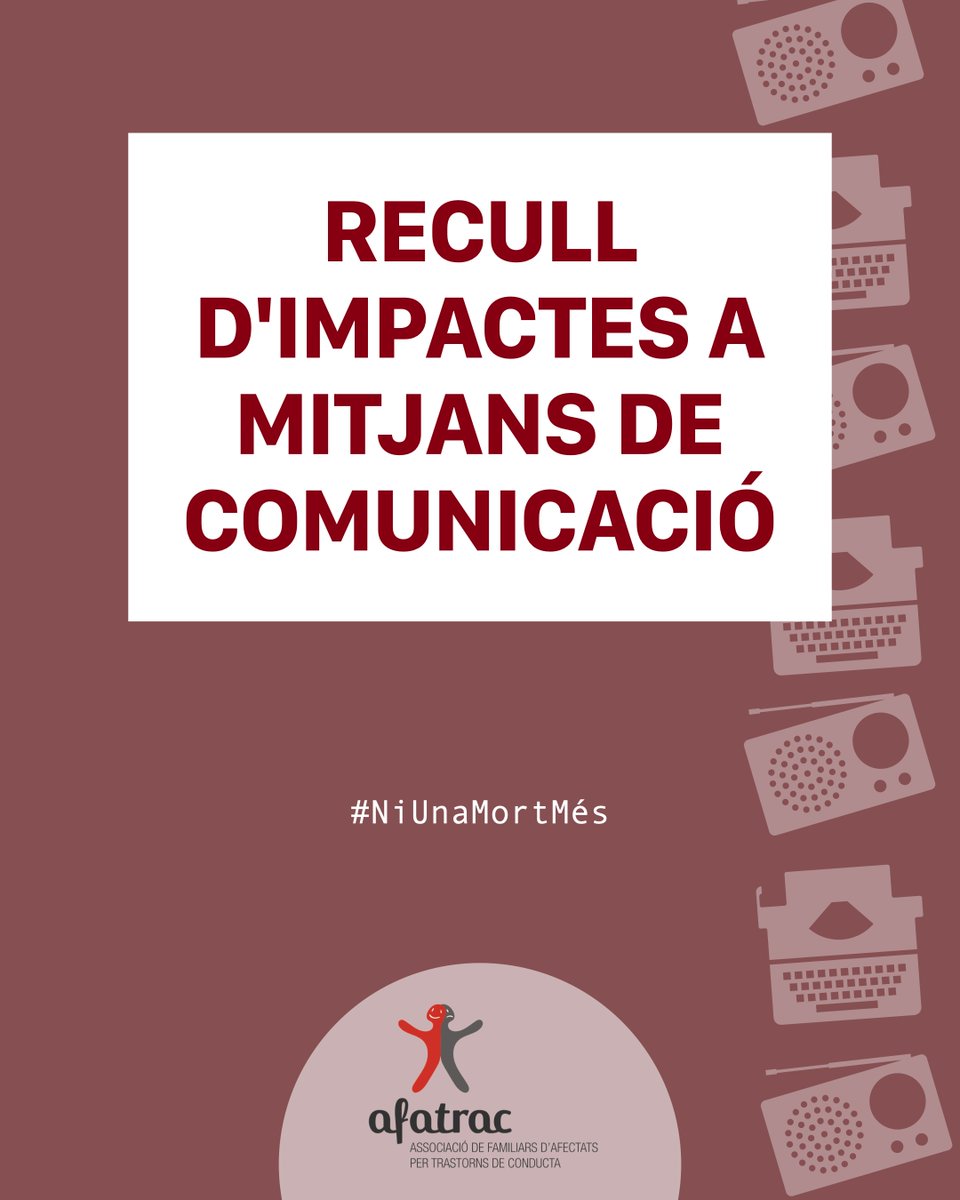 📢 Aquest agost la veu d’AFATRAC ha estat present a diversos mitjans amb entrevistes, reportatges i editorials que posen al centre la realitat de les famílies.

👉 Llegeix el recull complet aquí: shorturl.at/t5COm

#AFATRAC #SalutMental #TrastornsDeConducta