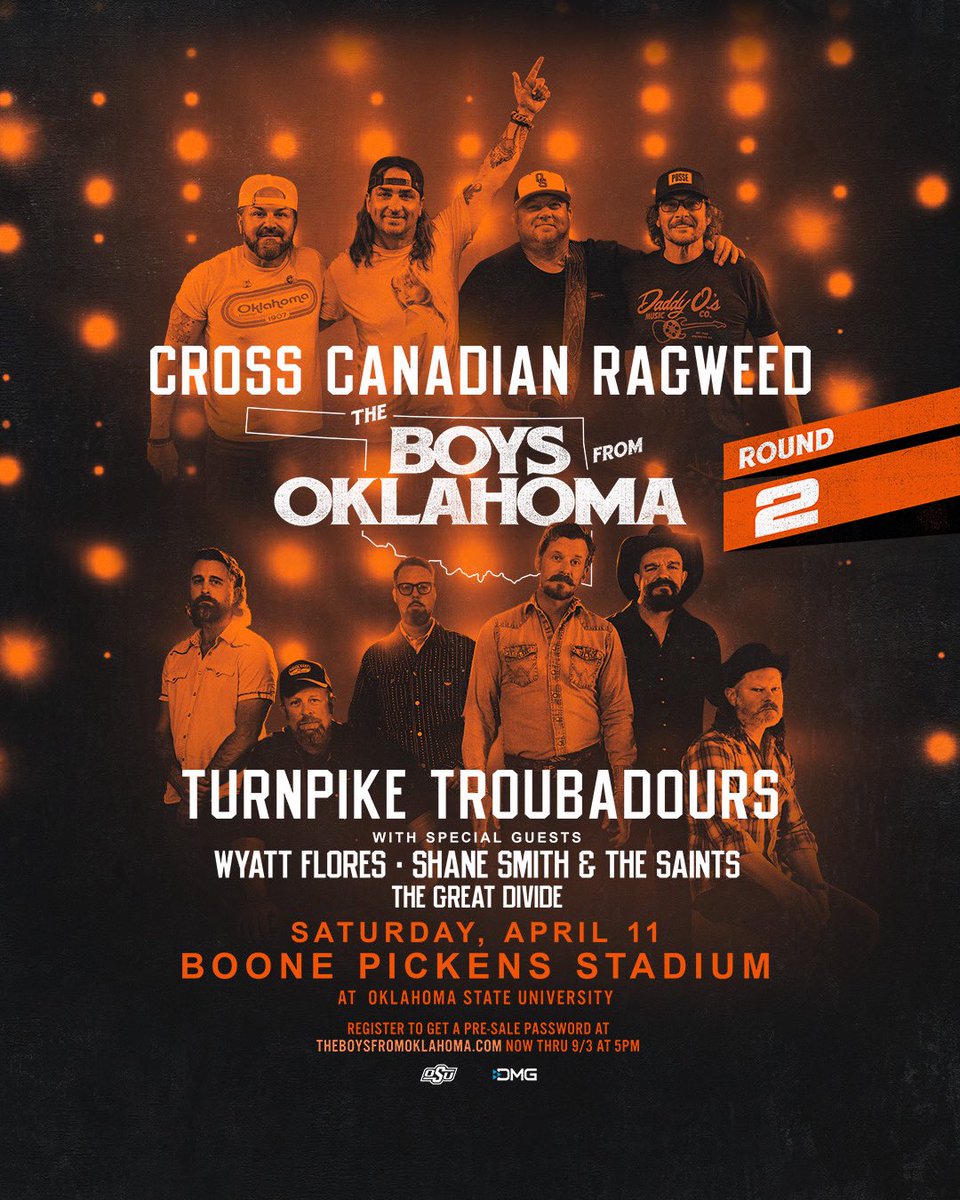 OSUAthletics's tweet photo. On April 11, The Boys From Oklahoma are back. 
 
Register to get a pre-sale password at https://t.co/Yyb6tswvrM now thru September 3. https://t.co/1gGQGM7c1J