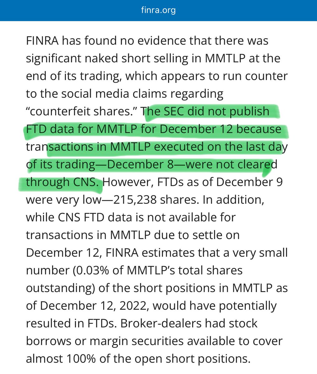 bleedblue18's tweet photo. $MMTLP Trades of MMTLP were not cleared through CNS on the last day of trading, December 8, 2022 - so this Level 2 exemption is directly relevant. https://t.co/fbalguGdFg