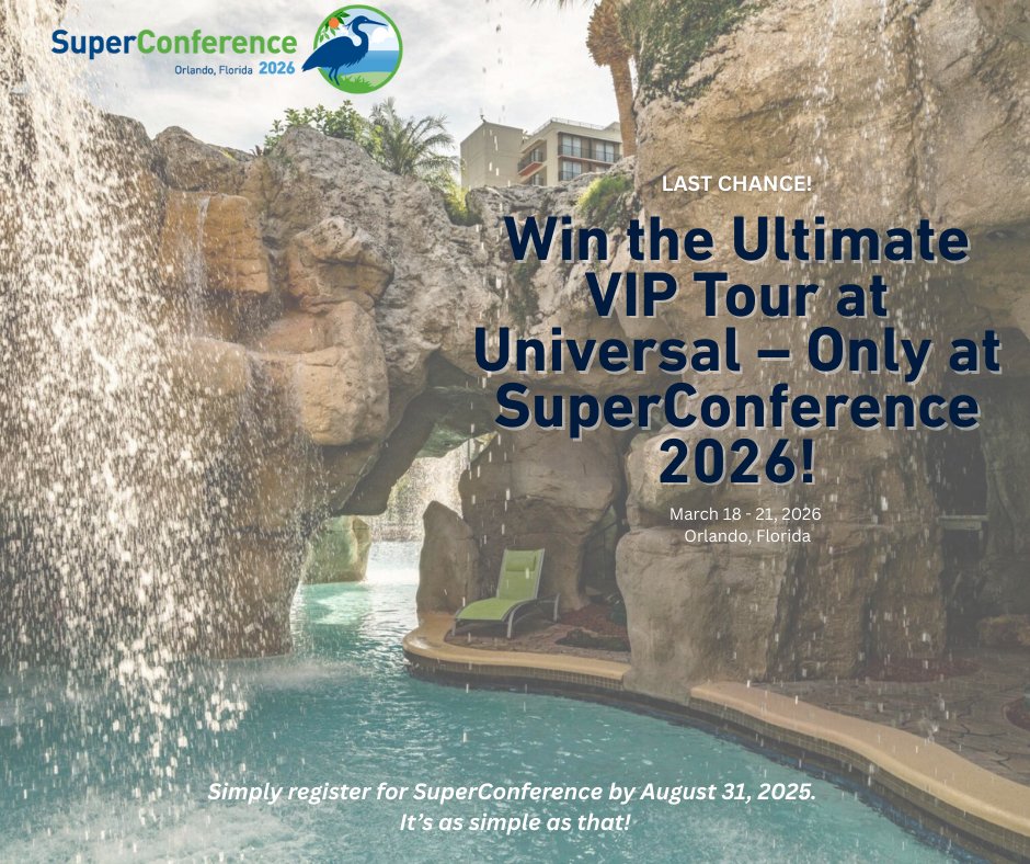 ⏰ LAST CHANCE! Register for SuperConference 2026 by 8/31 for your shot at winning an $1,800 VIP Tour at Universal Studios. Don’t miss it! 🎢✨

Tap here to Register! bit.ly/426lO2L

#ATI #SC26 #Orlando #UniversalStudios #ShopOwners