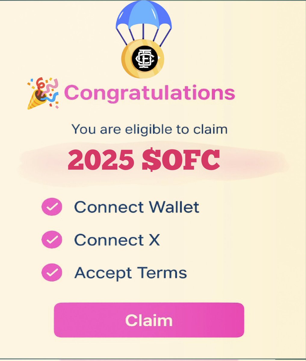 🪂 I know everyone’s waiting for the $OFC Airdrop Claim… 👀
The wait is almost over 🤯🔥

🔜 Eligibility Checker
🔜 Allocation Checker
🔜 Claim Live SOON!

Who's ready to secure their bag? 🪂💰

#OFC #Airdrop #Crypto
