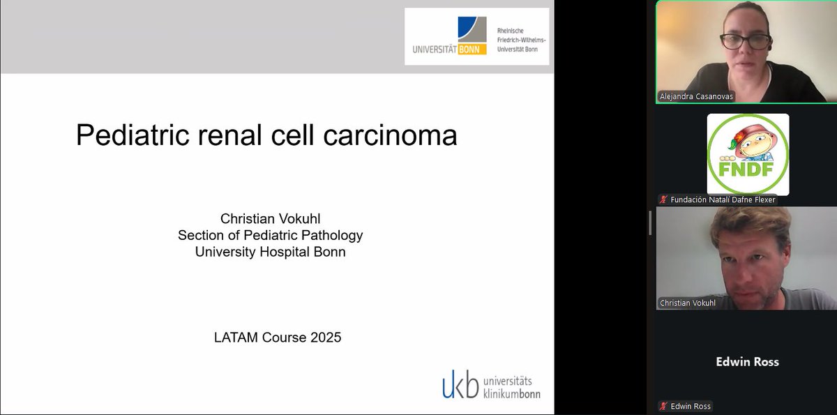 ProgramaTeleo's tweet image. 🔴 AHORA | Clase del Dr. Christian Vokuhl, en el marco del Curso de Actualización en Patología de Tumores Renales Pediátricos.   
¡ÚLTIMAS SEMANAS! Hasta el 1 de septiembre estás a tiempo de sumarte y ponerte al día con todas las clases del Curso.