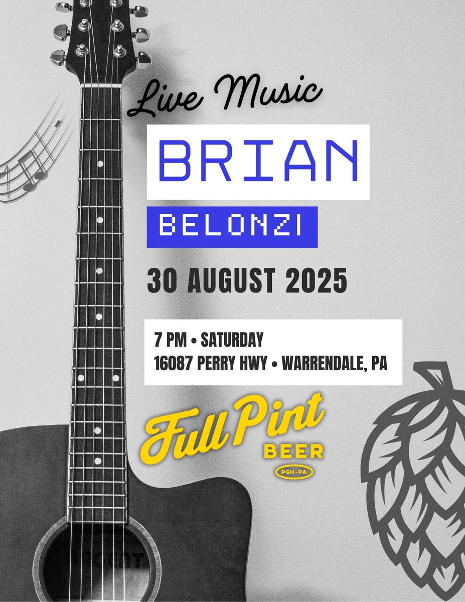Tonight we have Brian Belonzi back in the house! Music starts at 7 pm. Lunch starts at 11 am.