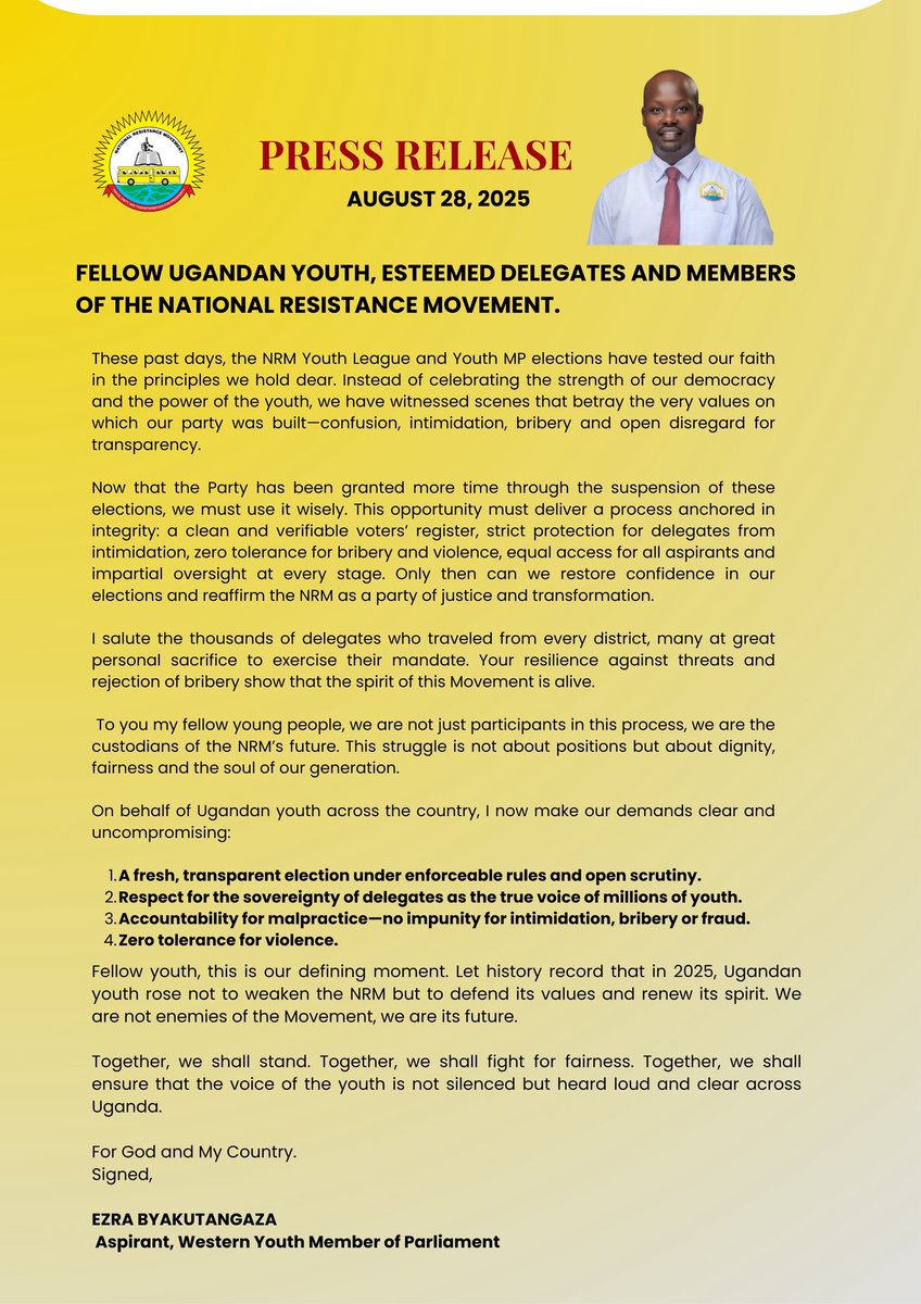 Dear fellow youth, this struggle is bigger than positions it’s about dignity, fairness and the future of our generation. 
We demand a transparent, credible Youth Election that reflects the true spirit of the Movement.
#SisiWenyewe