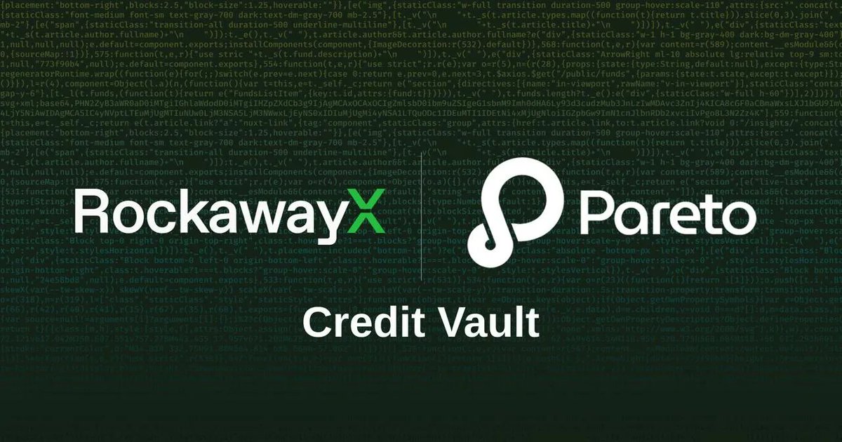 Rockaway_X's tweet image. 1/ Our flagship Credit Fund has a 3+ year track record of zero down months and 19% net return in 2024.
Today, we’ve brought that performance to @paretocredit with the RockawayX Credit Vault.
Institutional investors can now earn a fixed 10% APY on USDC deposits.