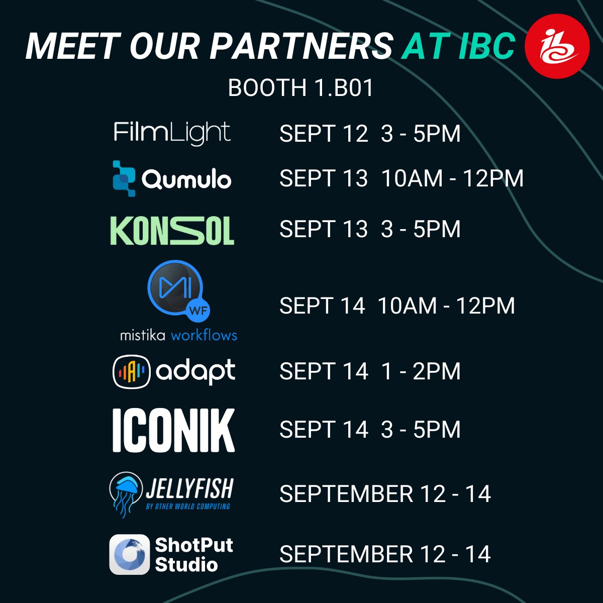 masvfast's tweet image. Each day at @IBCShow 2025, our partners will be demoing their solutions live at our booth. Mark your calendars and don’t miss these sessions.

#IBC2025 #IBCShow #MediaTech #CloudWorkflow
@qumulo @SGO_group @iconik_io @PoweredbyOWC