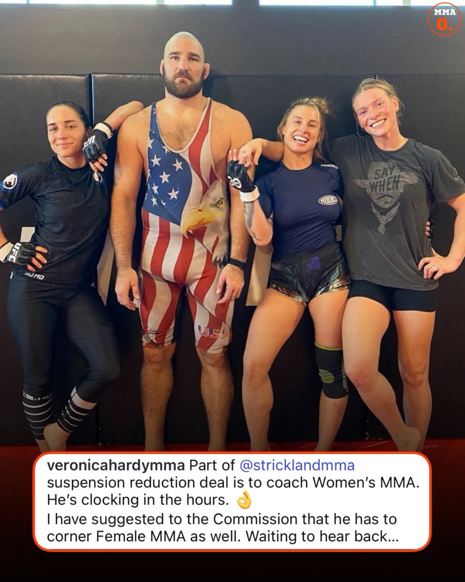 mma_orbit's tweet image. Veronica Hardy says Sean Strickland has to coach female MMA as part of his current suspension. 

“I have suggested to the commission that he has to corner female MMA as well.” 😂