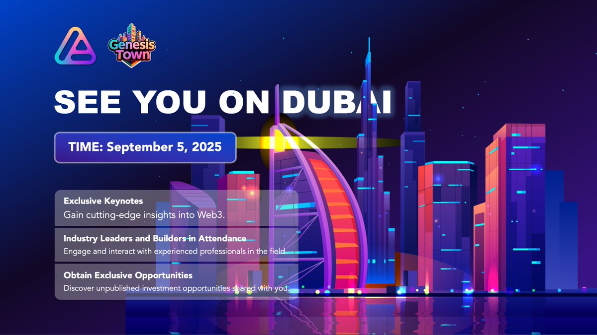 GP_GameFi's tweet photo. Join us in Dubai on September 5, 2025, for the GenesisPlatform Conference! 🚀

🌐 Dive into exclusive keynote speeches, network with industry leaders, and discover cutting-edge insights into Web3 and gaming! 💡

🤝 Don’t miss your chance to connect and explore unpublished investment opportunities! 🌟

#GenesisPlatform #GenesisTown #DUBAI