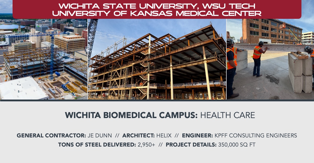 DohertySteel's tweet image. Topping out on the Wichita Biomedical Campus in downtown Wichita. This building is the first phase of the joint health sciences project between @WichitaState, @KUMedCenter and @wsutech.  Proud to be part of this project with our partners Helix Architecture + Design and @JEDunn.
