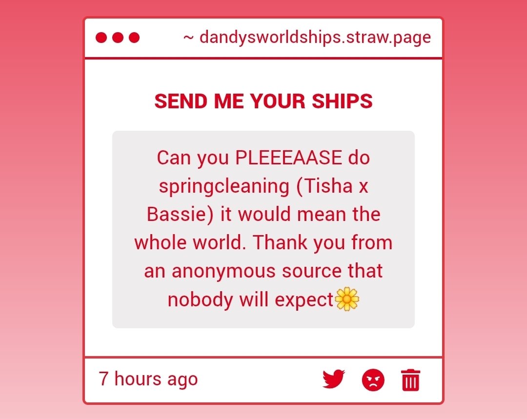 Dandys_Ships's tweet image. This next submitted ship is #Springcleaning (Tisha x Bassie) thank you for your submission!! #dandysworldtisha #dandysworldbassie