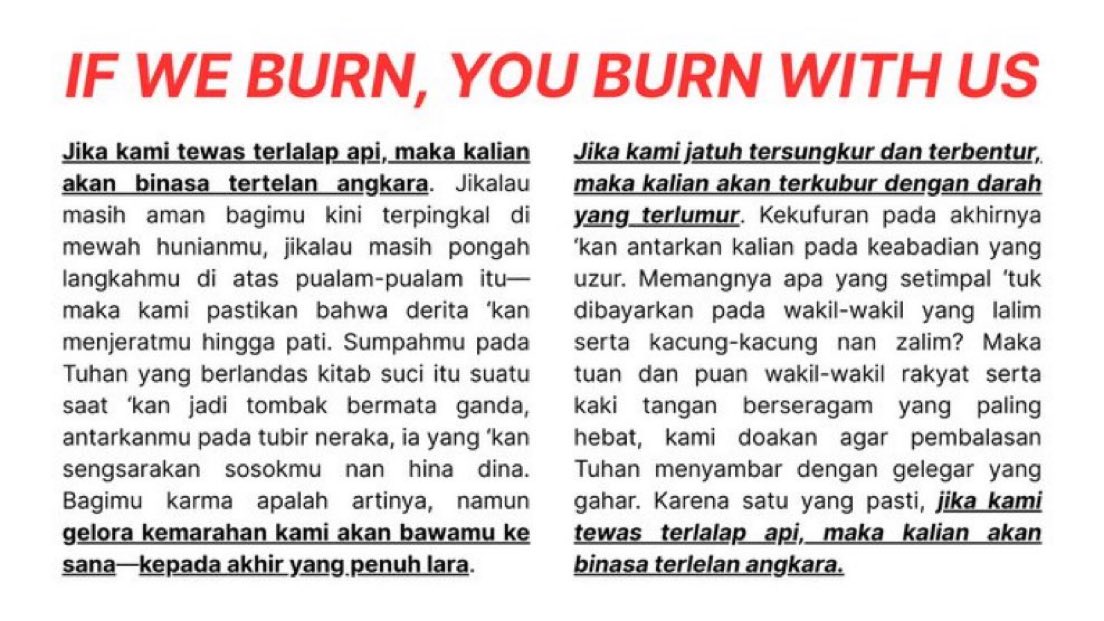 𝑵𝒆𝒚 ♡ (@forsunbear) on Twitter photo ‼️ UP UP UP ‼️
Citizen protested to the Indonesian Parliament for the sake of a labor welfare and justice, the medical team reported that there are 150+ victims 🚨
<a href="/BBC/">BBC</a> <a href="/CNN/">CNN</a> <a href="/ndtv/">NDTV</a> <a href="/dwnews/">DW News</a> <a href="/AP/">The Associated Press</a> <a href="/AJENews/">Al Jazeera Breaking News</a> <a href="/nytimes/">The New York Times</a> <a href="/SkyNews/">Sky News</a> <a href="/SCMPNews/">South China Morning Post</a> <a href="/FoxNews/">Fox News</a> ‼️ UP UP UP ‼️
Citizen protested to the Indonesian Parliament for the sake of a labor welfare and justice, the medical team reported that there are 150+ victims 🚨
<a href="/BBC/">BBC</a> <a href="/CNN/">CNN</a> <a href="/ndtv/">NDTV</a> <a href="/dwnews/">DW News</a> <a href="/AP/">The Associated Press</a> <a href="/AJENews/">Al Jazeera Breaking News</a> <a href="/nytimes/">The New York Times</a> <a href="/SkyNews/">Sky News</a> <a href="/SCMPNews/">South China Morning Post</a> <a href="/FoxNews/">Fox News</a>