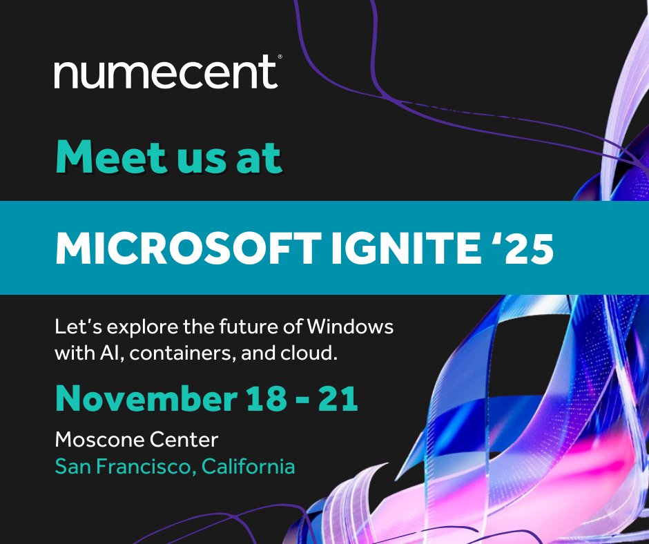 Numecent (@numecent) on Twitter photo What better way to usher in the future of Windows than to sponsor IT's biggest week?
From a session with Arthur Hitomi, to after-hours events, we're diving deep into how AI, containers, and cloud are transforming Windows app management. See you there! #MSIgnite What better way to usher in the future of Windows than to sponsor IT's biggest week?
From a session with Arthur Hitomi, to after-hours events, we're diving deep into how AI, containers, and cloud are transforming Windows app management. See you there! #MSIgnite