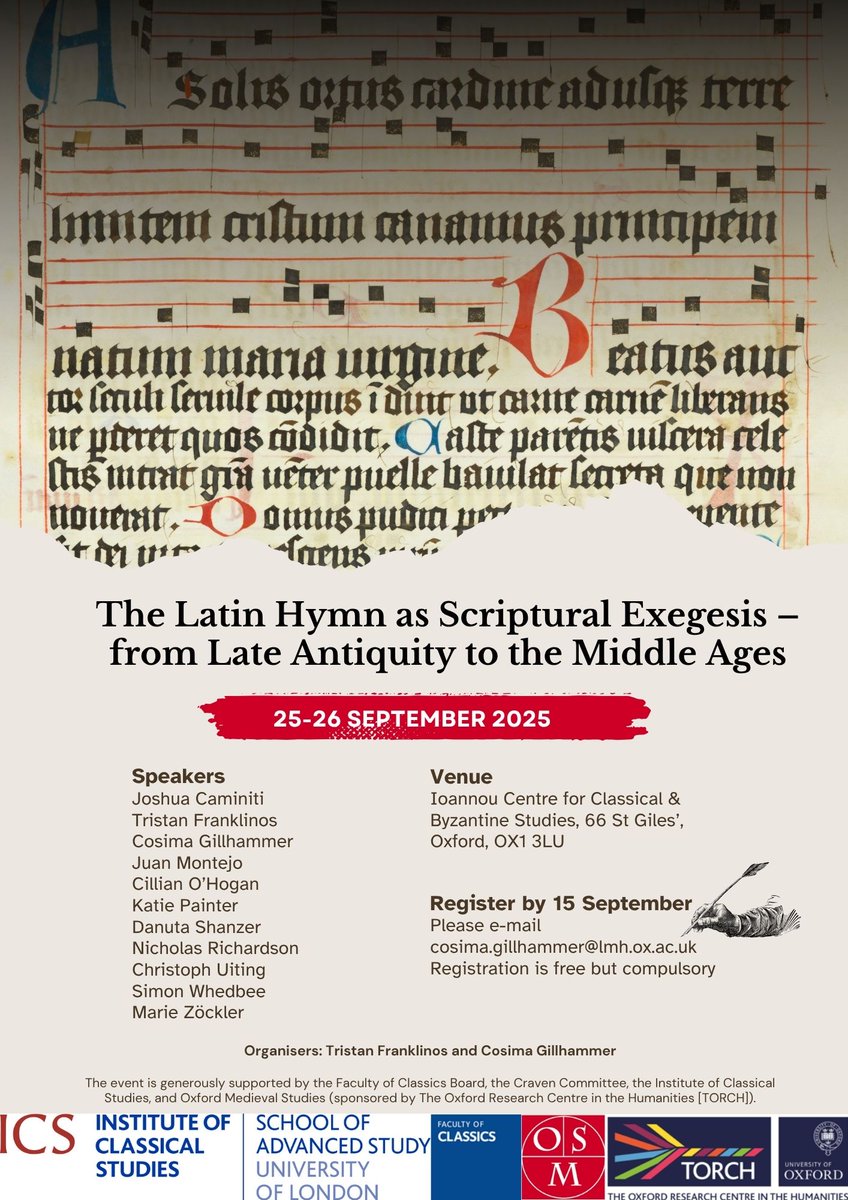 TeachingCodex's tweet image. Latin hymns conference at Oxford in Sept. In-person only. Come one, come all! Registration free but required. classics.ox.ac.uk/event/the-lati… @OxMedStud