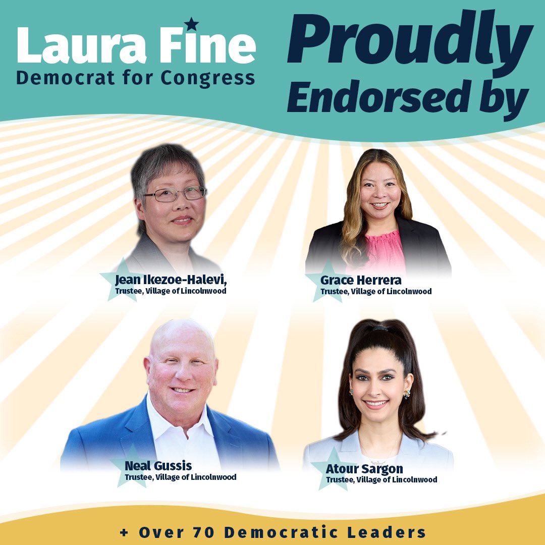 I've always been a fighter for my constituents. That’s why the Maine Township Trustees and Lincolnwood Trustees are standing with me in my run for Congress.

These trusted local leaders know I don't back down when it comes to doing what’s right. I've proven it in Springfield —