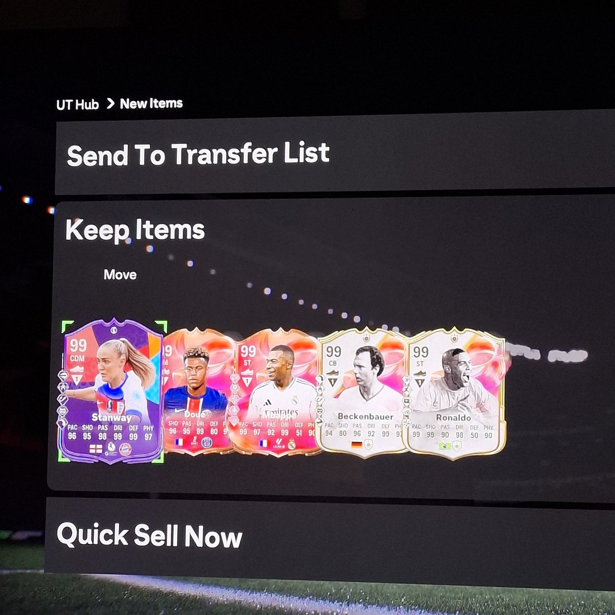 My 5 of 10 player pick 😅. 3 cards over a million in August. I can't complain 😅😭. #eafc25 #fc25 #fc26 #fc26beta #eafc #ronaldo #doue #mbappe #easports