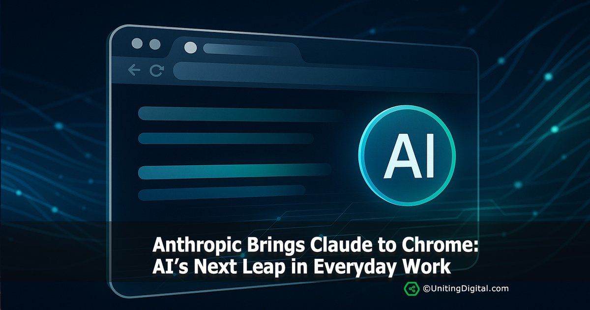 🌐 AI is moving from add-on to built-in. With Anthropic’s release of Claude for Chrome, we are seeing the next phase of AI adoption. #ArtificialIntelligence #AI #Browser #Chrome #UnitingDigital

unitingdigital.com/articles/anthr…