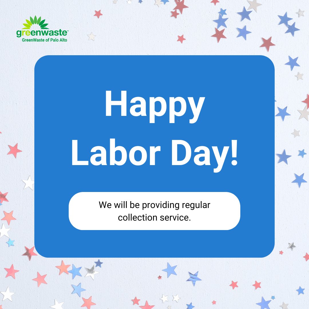 GreenWastePA's tweet image. This Monday is Labor Day! There are no service disruptions this week. Please set out your carts on your regular collection day for service.

#laborday #collectionservice #collectionday #recycle #reuse #recover #compost #circulareconomy #agreenerway